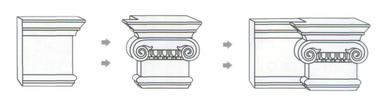Схема совмещения боковой капители обрамления с молдингом-фронтоном